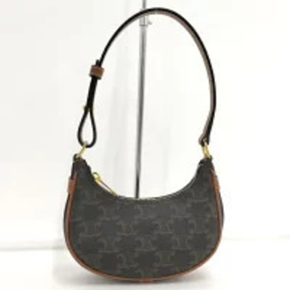 Celine Ava Shoulder Bag Handbag Macadam Triomphe Canvas Tan